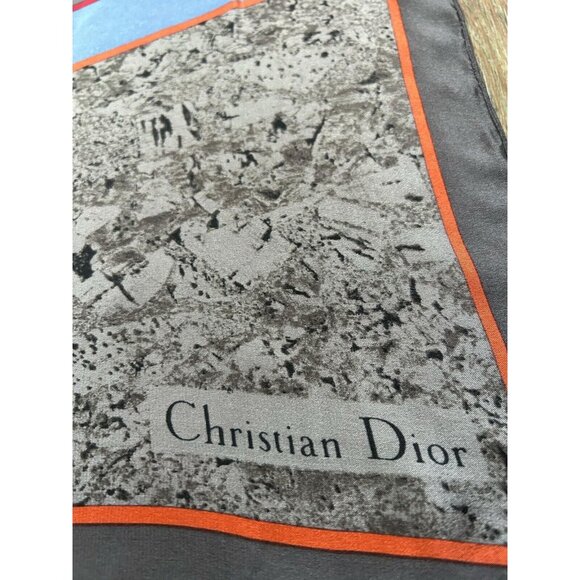CHRISTIAN DIOR Gray Geometric Silk Scarf 31’’- 28.8’’ EX COND - Picture 3 of 5